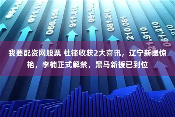 我要配资网股票 杜锋收获2大喜讯，辽宁新援惊艳，李楠正式解禁，黑马新援已到位